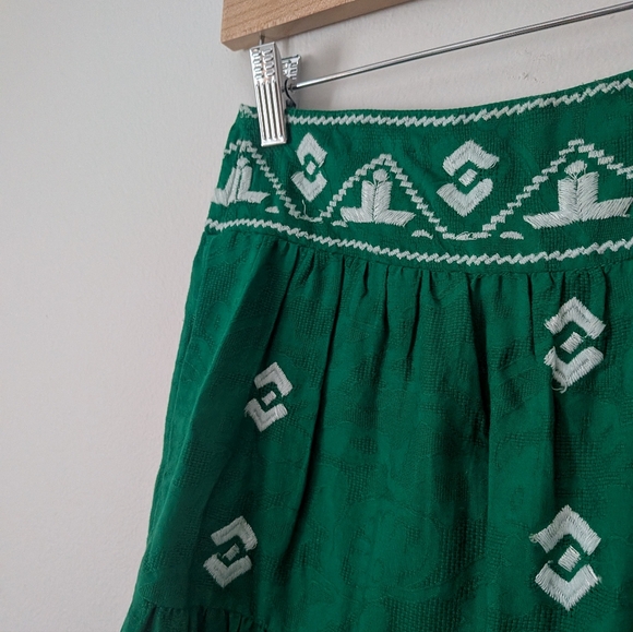 Anthropologie Mitra Embroidered Maxi Skirt Green - Picture 9 of 10